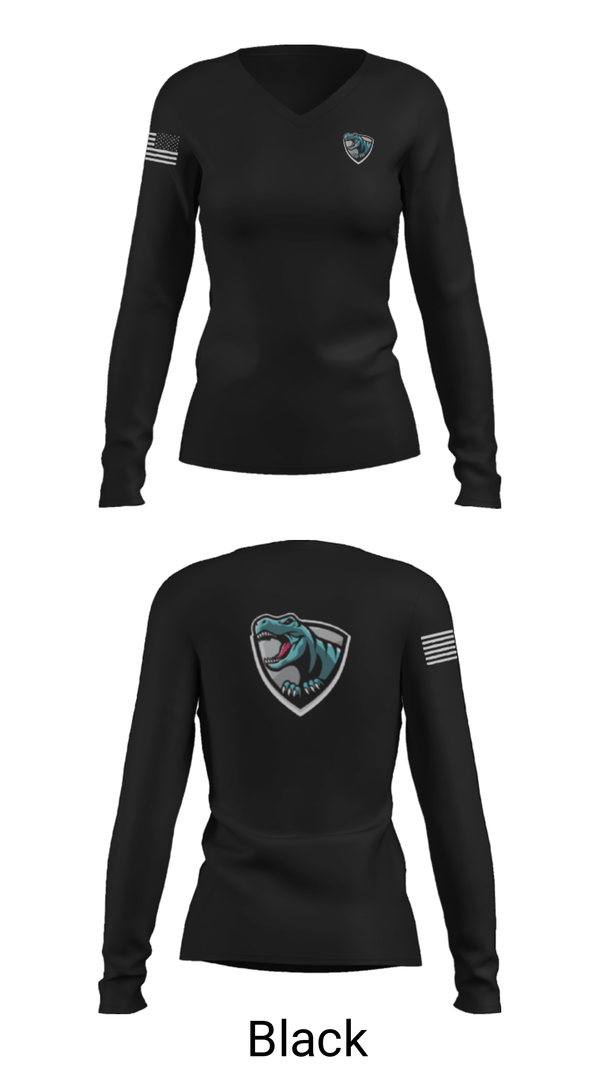 Women's Long Sleeve Vneck Shirt, Rex95 Dino’s, Bowling, Teamtime, Team time, sublimation, custom sports apparel, team uniforms, spirit wear, spiritwear, sports uniforms, custom shirts, team store, custom team store, fundraiser sports, apparel fundraiser