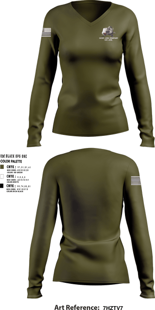 Women's Long Sleeve Vneck Shirt, 121st. AVN. company 1st. AVN., , Teamtime, Team time, sublimation, custom sports apparel, team uniforms, spirit wear, spiritwear, sports uniforms, custom shirts, team store, custom team store, fundraiser sports, apparel fundraiser