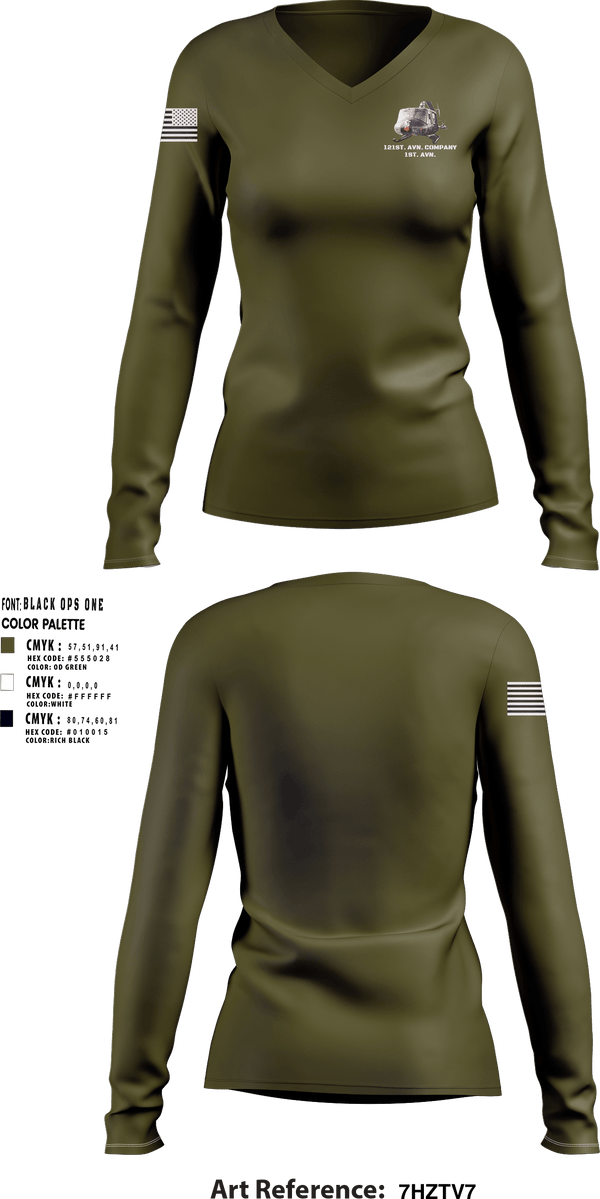 Women's Long Sleeve Vneck Shirt, 121st. AVN. company 1st. AVN., , Teamtime, Team time, sublimation, custom sports apparel, team uniforms, spirit wear, spiritwear, sports uniforms, custom shirts, team store, custom team store, fundraiser sports, apparel fundraiser