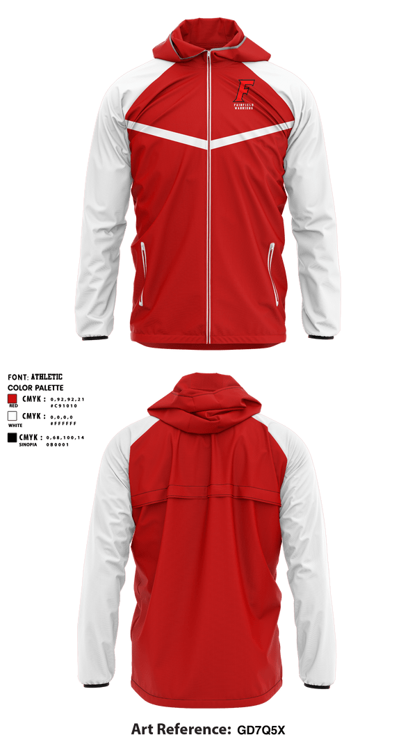 Windbreaker, Fairfield Warriors, Spirit Store, Teamtime, Team time, sublimation, custom sports apparel, team uniforms, spirit wear, spiritwear, sports uniforms, custom shirts, team store, custom team store, fundraiser sports, apparel fundraiser