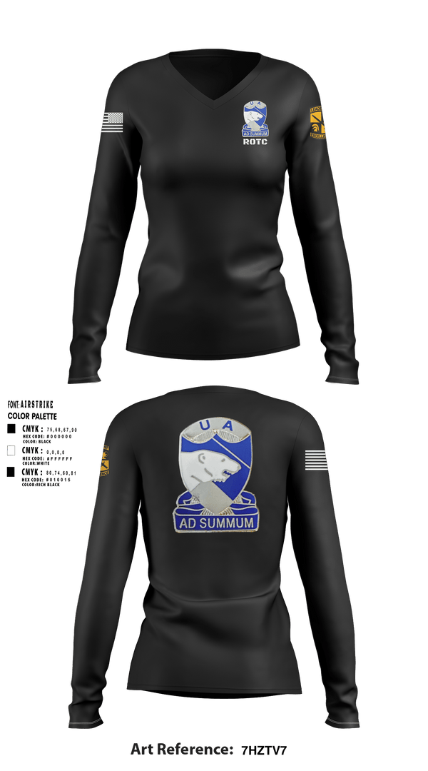 Women's Long Sleeve Vneck Shirt, ARMY ROTCARMY ROTC, Army, Teamtime, Team time, sublimation, custom sports apparel, team uniforms, spirit wear, spiritwear, sports uniforms, custom shirts, team store, custom team store, fundraiser sports, apparel fundraiser