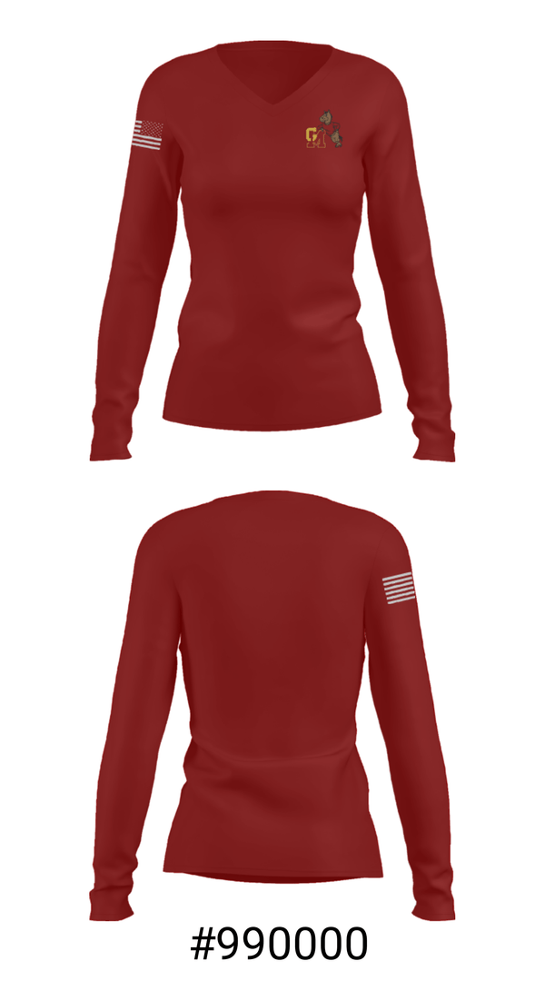Women's Long Sleeve Vneck Shirt, Governor Mifflin High School Basketball, Women's Basketball, Teamtime, Team time, sublimation, custom sports apparel, team uniforms, spirit wear, spiritwear, sports uniforms, custom shirts, team store, custom team store, fundraiser sports, apparel fundraiser