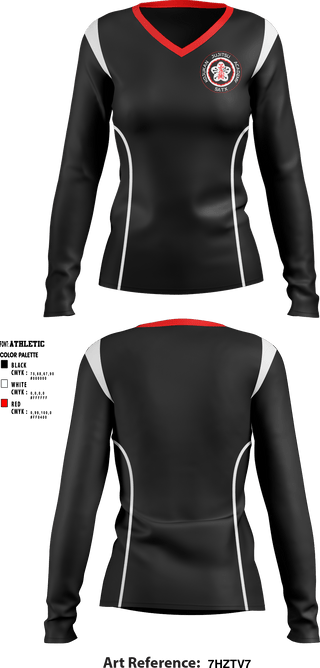 Women's Long Sleeve Vneck Shirt, Kojukan JuJitsu, Wrestling, Teamtime, Team time, sublimation, custom sports apparel, team uniforms, spirit wear, spiritwear, sports uniforms, custom shirts, team store, custom team store, fundraiser sports, apparel fundraiser