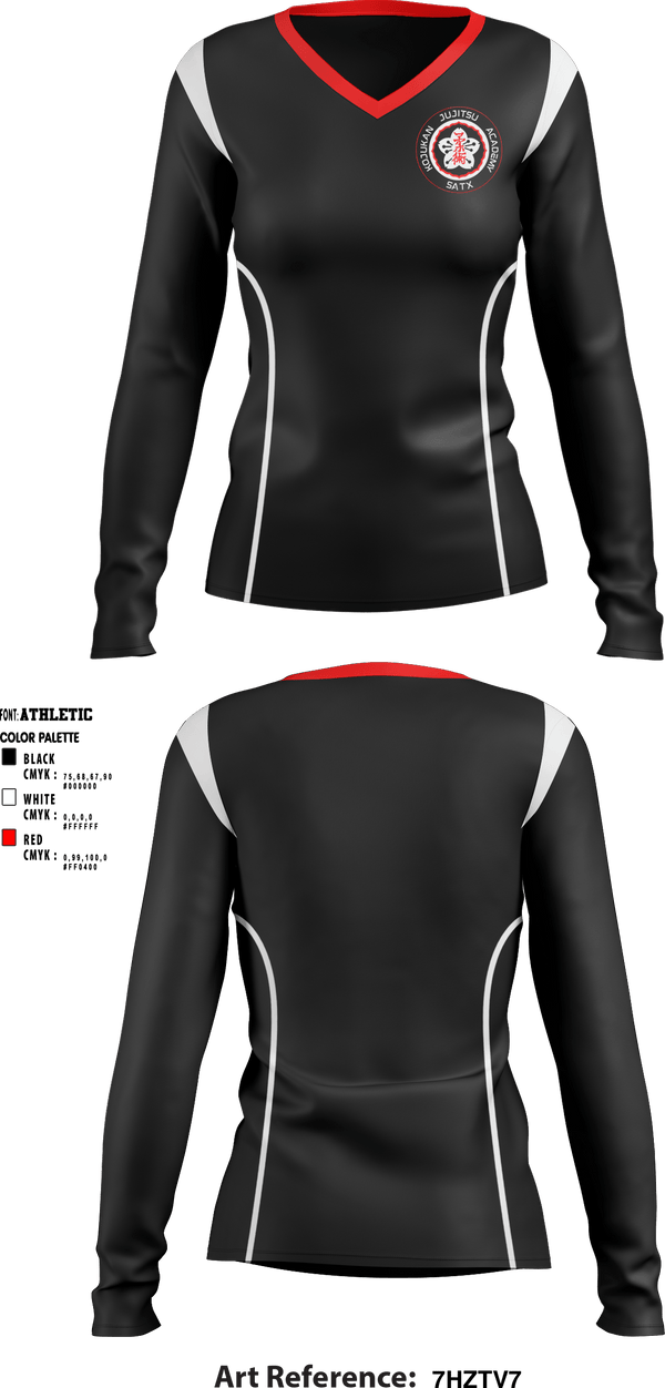 Women's Long Sleeve Vneck Shirt, Kojukan JuJitsu, Wrestling, Teamtime, Team time, sublimation, custom sports apparel, team uniforms, spirit wear, spiritwear, sports uniforms, custom shirts, team store, custom team store, fundraiser sports, apparel fundraiser