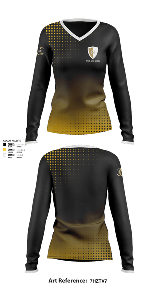 Women's Long Sleeve Vneck Shirt, Ethel High School, Spirit Store, Teamtime, Team time, sublimation, custom sports apparel, team uniforms, spirit wear, spiritwear, sports uniforms, custom shirts, team store, custom team store, fundraiser sports, apparel fundraiser