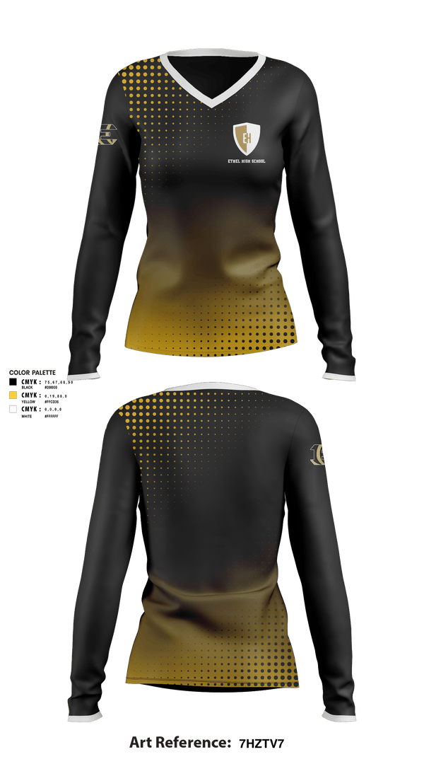 Women's Long Sleeve Vneck Shirt, Ethel High School, Spirit Store, Teamtime, Team time, sublimation, custom sports apparel, team uniforms, spirit wear, spiritwear, sports uniforms, custom shirts, team store, custom team store, fundraiser sports, apparel fundraiser