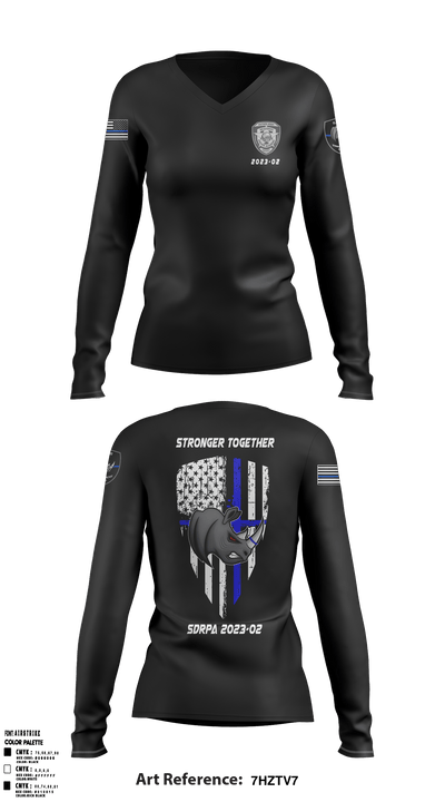 SDRPA 74726956 Women's Long Sleeve V-neck Shirt - 11