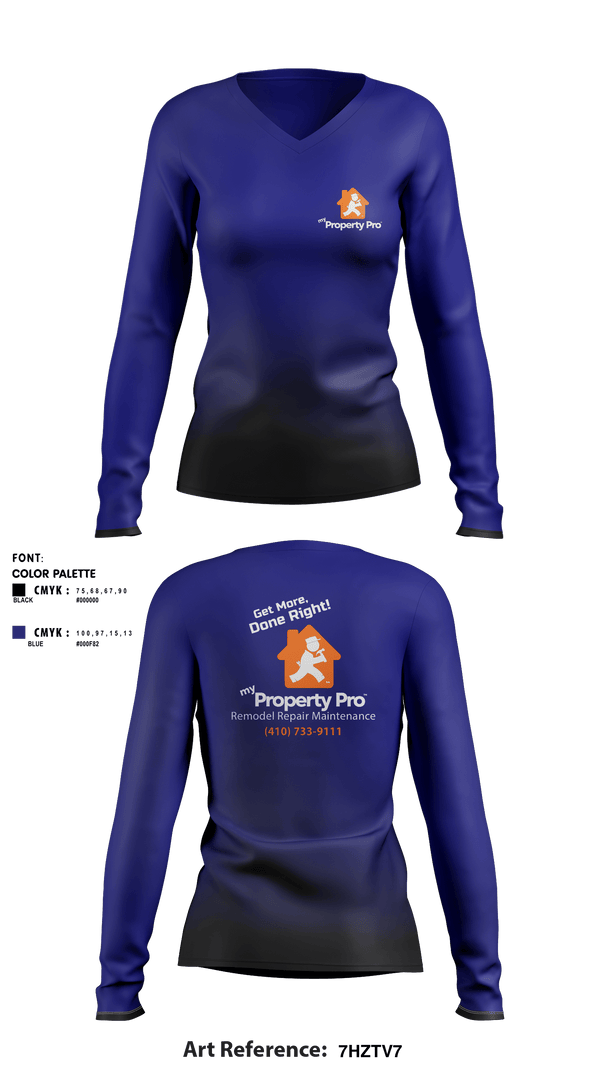 Women's Long Sleeve Vneck Shirt, My Property ProMy Property Pro, , Teamtime, Team time, sublimation, custom sports apparel, team uniforms, spirit wear, spiritwear, sports uniforms, custom shirts, team store, custom team store, fundraiser sports, apparel fundraiser