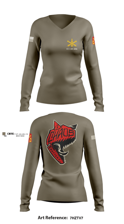 C 1-43 ADA 65403785 Women's Long Sleeve V-neck Shirt - 3