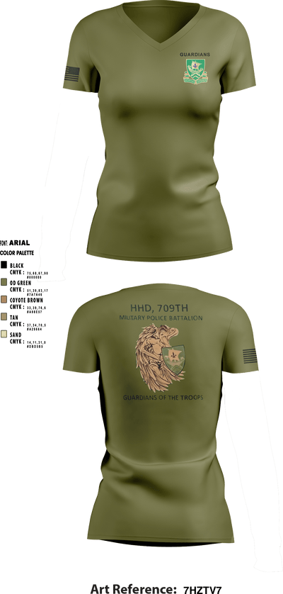 709th MP BN HHD 13627069 Women's Short Sleeve V-neck Shirt - 2