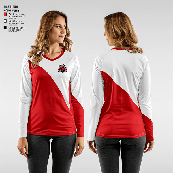 Women's Long Sleeve Vneck Shirt, General Mclane High School Wrestling, Wrestling, Teamtime, Team time, sublimation, custom sports apparel, team uniforms, spirit wear, spiritwear, sports uniforms, custom shirts, team store, custom team store, fundraiser sports, apparel fundraiser