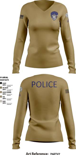 Women's Long Sleeve Vneck Shirt, Willits Little Lake JRTF, Police, Teamtime, Team time, sublimation, custom sports apparel, team uniforms, spirit wear, spiritwear, sports uniforms, custom shirts, team store, custom team store, fundraiser sports, apparel fundraiser