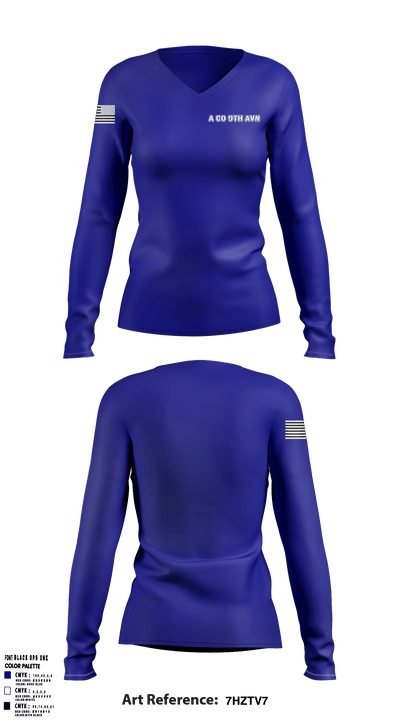 A co 9th avn 19440581 Women's Long Sleeve V-neck Shirt - 1