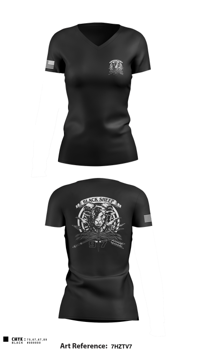 B/97th Civil Affairs Battalion (SO)(A) 80404671 Women's Short Sleeve V-neck Shirt - 1