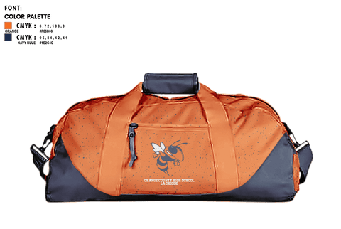 Duffle Bag, Orange County High School Lacrosse, Men's Lacrosse, Teamtime, Team time, sublimation, custom sports apparel, team uniforms, spirit wear, spiritwear, sports uniforms, custom shirts, team store, custom team store, fundraiser sports, apparel fundraiser
