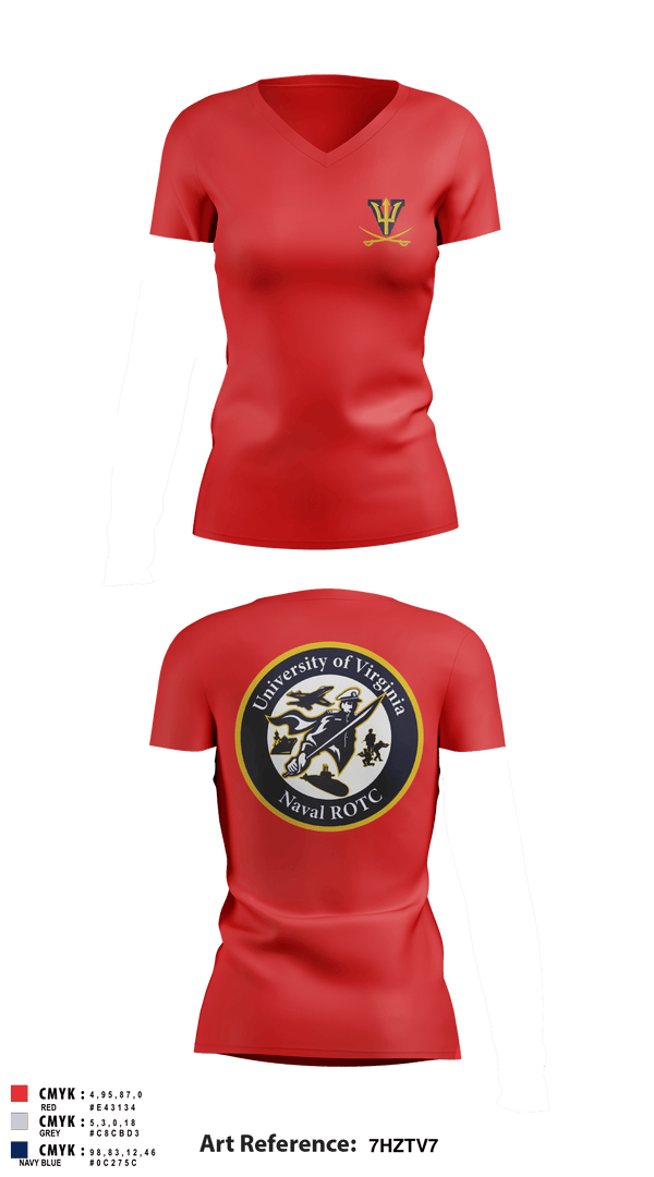 Women's Short Sleeve Vneck Shirt, University of Virginia NROTC, Navy, Teamtime, Team time, sublimation, custom sports apparel, team uniforms, spirit wear, spiritwear, sports uniforms, custom shirts, team store, custom team store, fundraiser sports, apparel fundraiser