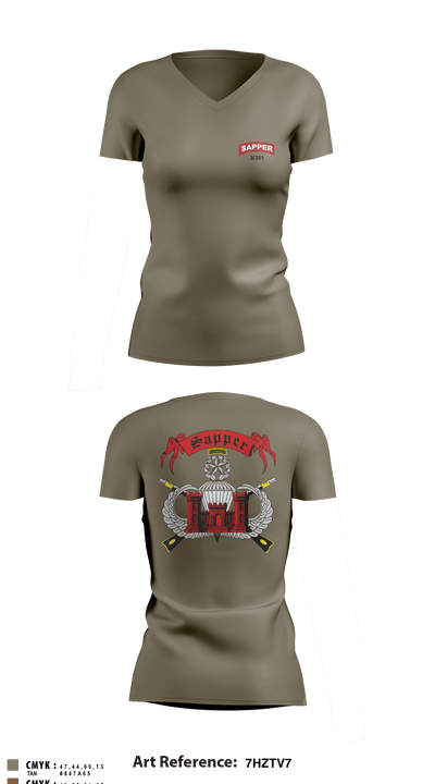 251 EN (SAPPER) 36570937 Women's Short Sleeve V-neck Shirt - 6