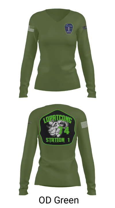 Delaware Park Chemical Engine Co. #1 31356015 Women's Long Sleeve V-neck Shirt - 40