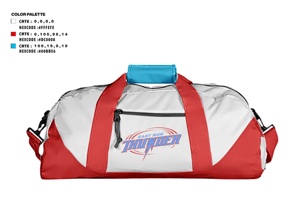Duffle Bag, East Side Thunder, Baseball, Teamtime, Team time, sublimation, custom sports apparel, team uniforms, spirit wear, spiritwear, sports uniforms, custom shirts, team store, custom team store, fundraiser sports, apparel fundraiser