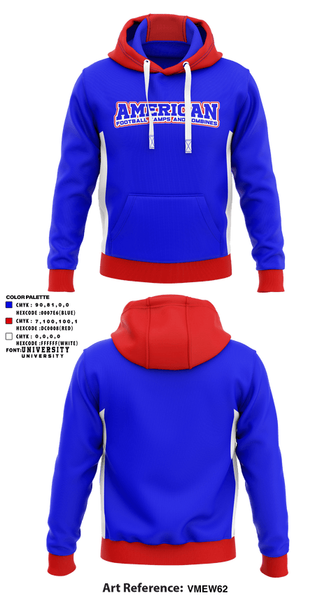 Hoodie, American Football Camps and Combines, Football, Teamtime, Team time, sublimation, custom sports apparel, team uniforms, spirit wear, spiritwear, sports uniforms, custom shirts, team store, custom team store, fundraiser sports, apparel fundraiser