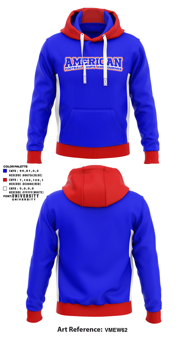 Hoodie, American Football Camps and Combines, Football, Teamtime, Team time, sublimation, custom sports apparel, team uniforms, spirit wear, spiritwear, sports uniforms, custom shirts, team store, custom team store, fundraiser sports, apparel fundraiser