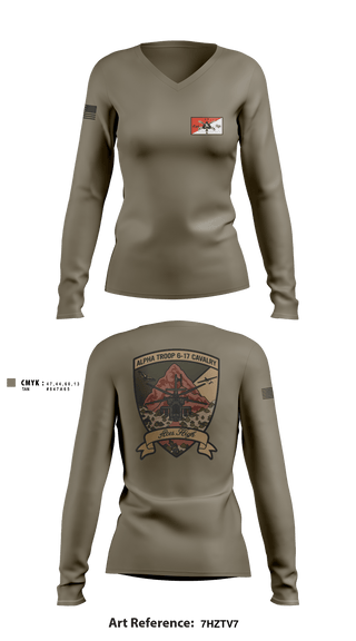 Women's Long Sleeve Vneck Shirt, , Army, Teamtime, Team time, sublimation, custom sports apparel, team uniforms, spirit wear, spiritwear, sports uniforms, custom shirts, team store, custom team store, fundraiser sports, apparel fundraiser