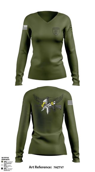 Women's Long Sleeve Vneck Shirt, Tulsa County Sheriff’s Office Special Weapons and Tactics, Police, Teamtime, Team time, sublimation, custom sports apparel, team uniforms, spirit wear, spiritwear, sports uniforms, custom shirts, team store, custom team store, fundraiser sports, apparel fundraiser