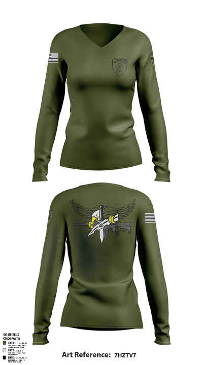 Tulsa County Sheriff’s Office Special Weapons and Tactics 64463274 Women's Long Sleeve V-neck Shirt - 1