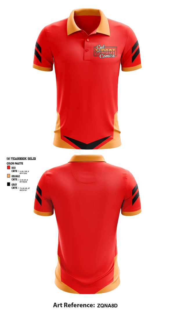 Short Sleeve Performance Polo, Cut Throat Comics, , Teamtime, Team time, sublimation, custom sports apparel, team uniforms, spirit wear, spiritwear, sports uniforms, custom shirts, team store, custom team store, fundraiser sports, apparel fundraiser