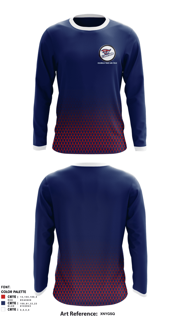 Long Sleeve Performance Shirt, Colonials Track and Field, Track & Field, Teamtime, Team time, sublimation, custom sports apparel, team uniforms, spirit wear, spiritwear, sports uniforms, custom shirts, team store, custom team store, fundraiser sports, apparel fundraiser