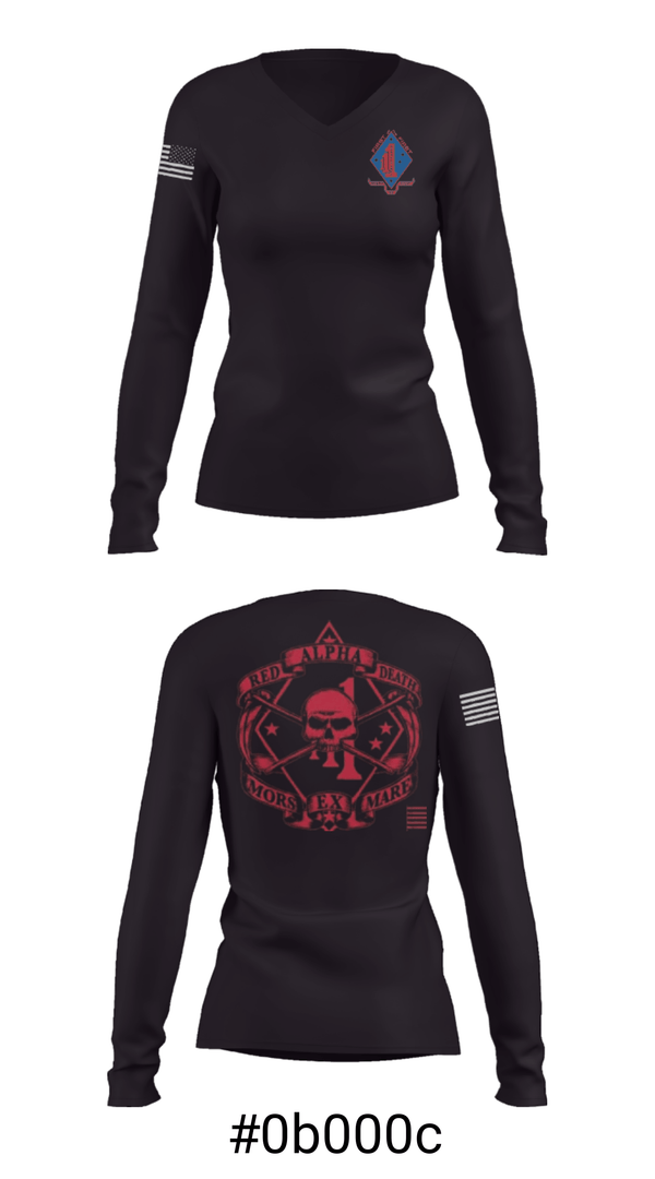 Women's Long Sleeve Vneck Shirt, , Marines, Teamtime, Team time, sublimation, custom sports apparel, team uniforms, spirit wear, spiritwear, sports uniforms, custom shirts, team store, custom team store, fundraiser sports, apparel fundraiser