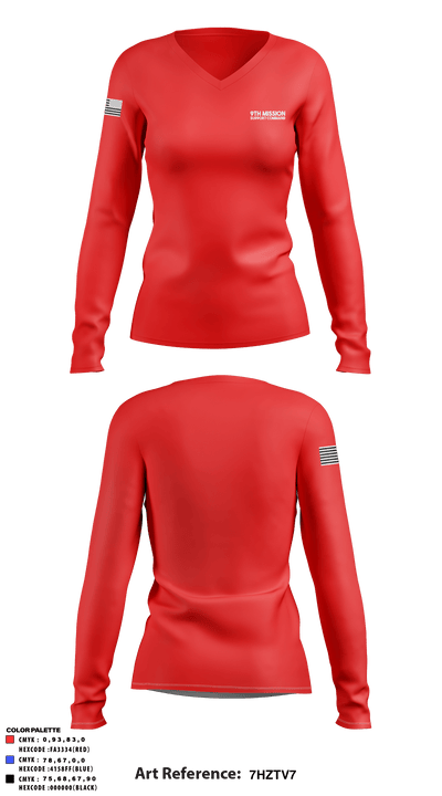 9th Mission Support Command 41337538 Women's Long Sleeve V-neck Shirt - 1