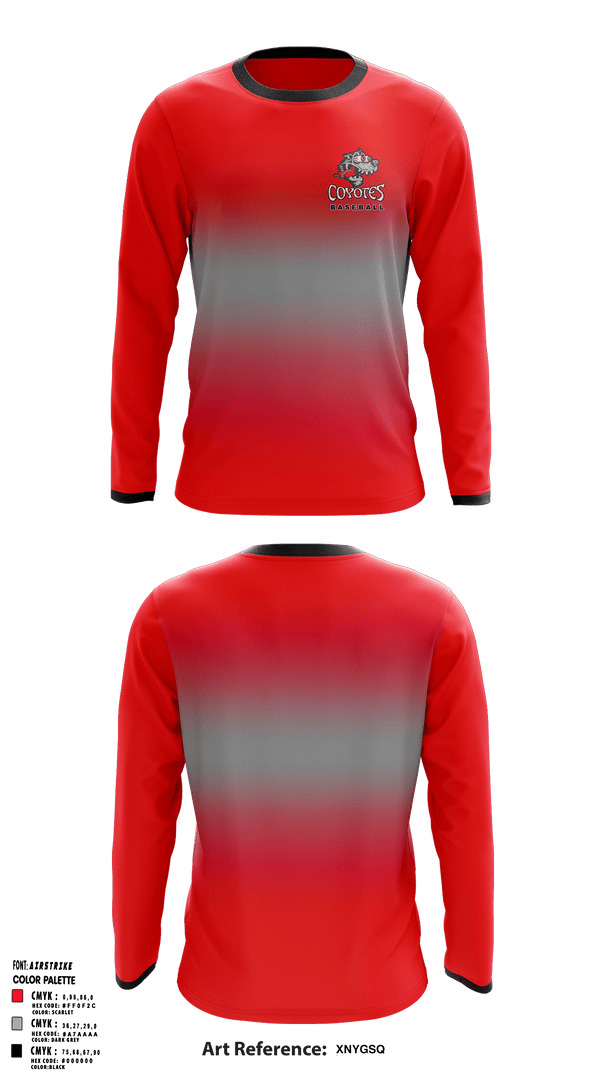 Long Sleeve Performance Shirt, Coyotes, Baseball, Teamtime, Team time, sublimation, custom sports apparel, team uniforms, spirit wear, spiritwear, sports uniforms, custom shirts, team store, custom team store, fundraiser sports, apparel fundraiser