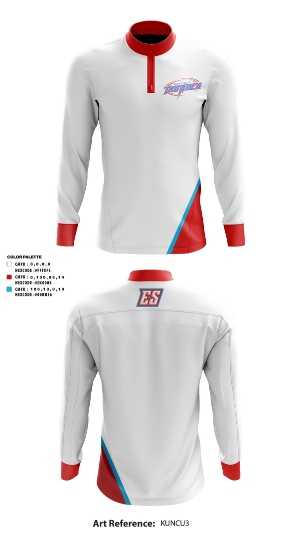 Quarter Zip Jacket, East Side Thunder, Baseball, Teamtime, Team time, sublimation, custom sports apparel, team uniforms, spirit wear, spiritwear, sports uniforms, custom shirts, team store, custom team store, fundraiser sports, apparel fundraiser