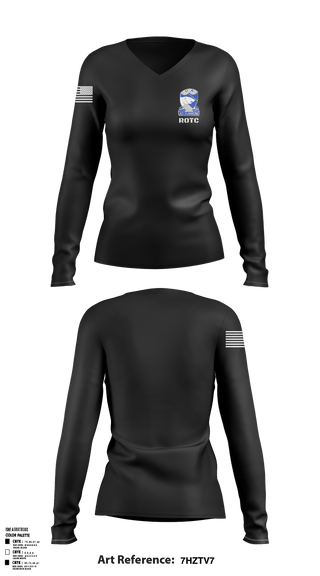 Women's Long Sleeve Vneck Shirt, ARMY ROTC, Army, Teamtime, Team time, sublimation, custom sports apparel, team uniforms, spirit wear, spiritwear, sports uniforms, custom shirts, team store, custom team store, fundraiser sports, apparel fundraiser
