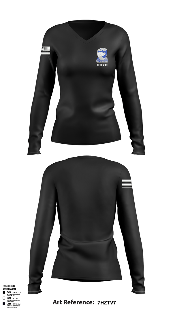 Women's Long Sleeve Vneck Shirt, ARMY ROTC, Army, Teamtime, Team time, sublimation, custom sports apparel, team uniforms, spirit wear, spiritwear, sports uniforms, custom shirts, team store, custom team store, fundraiser sports, apparel fundraiser
