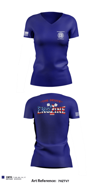 Fayetteville Fire Department Station 2 7594023 Women's Short Sleeve V-neck Shirt - 2