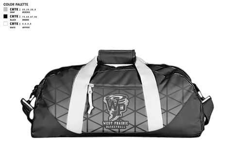 Duffle Bag, West Prairie Senior High School Basketball, Women's Basketball, Teamtime, Team time, sublimation, custom sports apparel, team uniforms, spirit wear, spiritwear, sports uniforms, custom shirts, team store, custom team store, fundraiser sports, apparel fundraiser