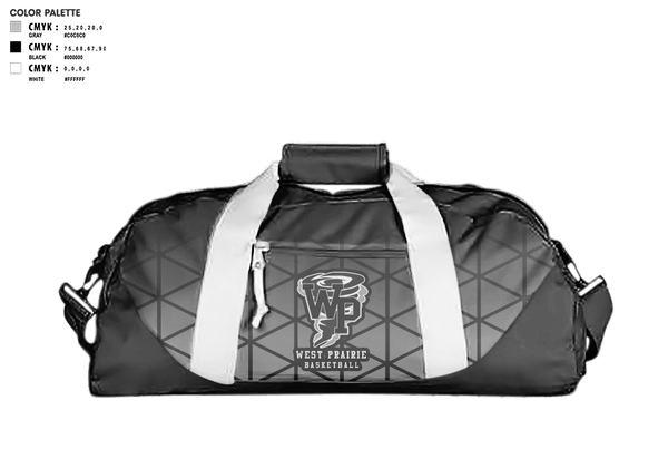 Duffle Bag, West Prairie Senior High School Basketball, Women's Basketball, Teamtime, Team time, sublimation, custom sports apparel, team uniforms, spirit wear, spiritwear, sports uniforms, custom shirts, team store, custom team store, fundraiser sports, apparel fundraiser