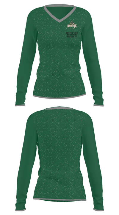 Northern Nash High School Basketball 25776316 Women's Long Sleeve V-neck Shirt - 35