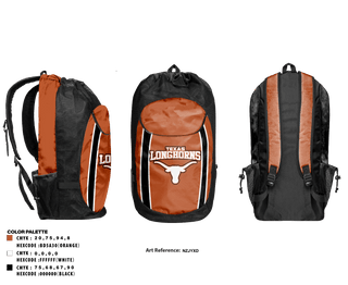 Gear Bag, Texas Longhorns, Football, Teamtime, Team time, sublimation, custom sports apparel, team uniforms, spirit wear, spiritwear, sports uniforms, custom shirts, team store, custom team store, fundraiser sports, apparel fundraiser