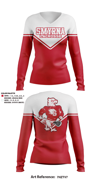 Smyrna Lacrosse 59193810 Women's Long Sleeve V-neck Shirt - 1