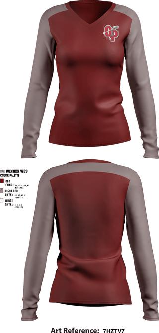 Women's Long Sleeve Vneck Shirt, Orangeburg Preparatory School, Spirit Store, Teamtime, Team time, sublimation, custom sports apparel, team uniforms, spirit wear, spiritwear, sports uniforms, custom shirts, team store, custom team store, fundraiser sports, apparel fundraiser