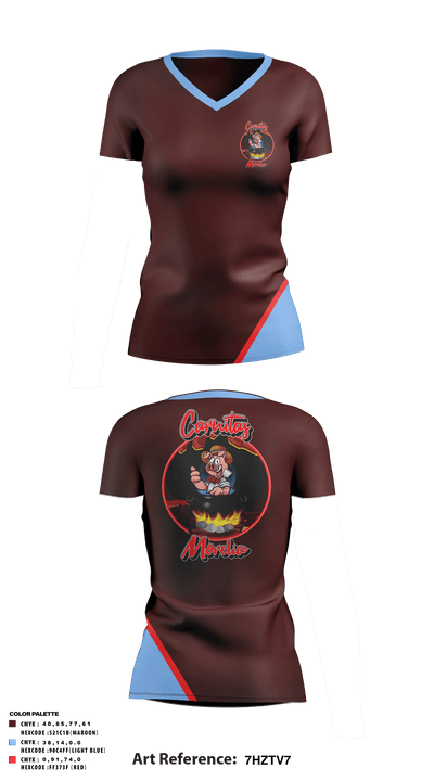 Carnitas Morelia 22519234 Women's Short Sleeve V-neck Shirt - 1