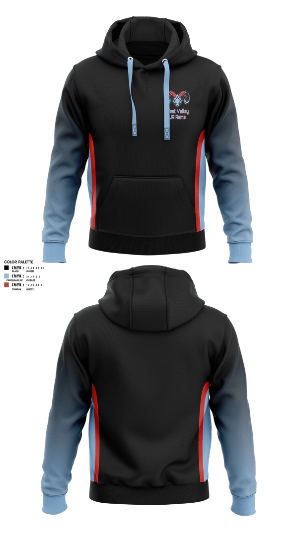 Hoodie, West Valley JR Rams, Football, Teamtime, Team time, sublimation, custom sports apparel, team uniforms, spirit wear, spiritwear, sports uniforms, custom shirts, team store, custom team store, fundraiser sports, apparel fundraiser
