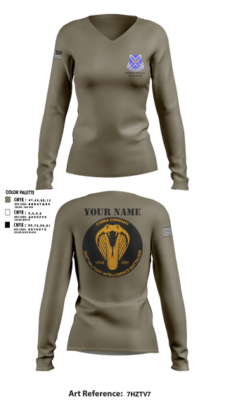 Women's Long Sleeve Vneck Shirt, Charlie Company, 305th MI BN, , Teamtime, Team time, sublimation, custom sports apparel, team uniforms, spirit wear, spiritwear, sports uniforms, custom shirts, team store, custom team store, fundraiser sports, apparel fundraiser