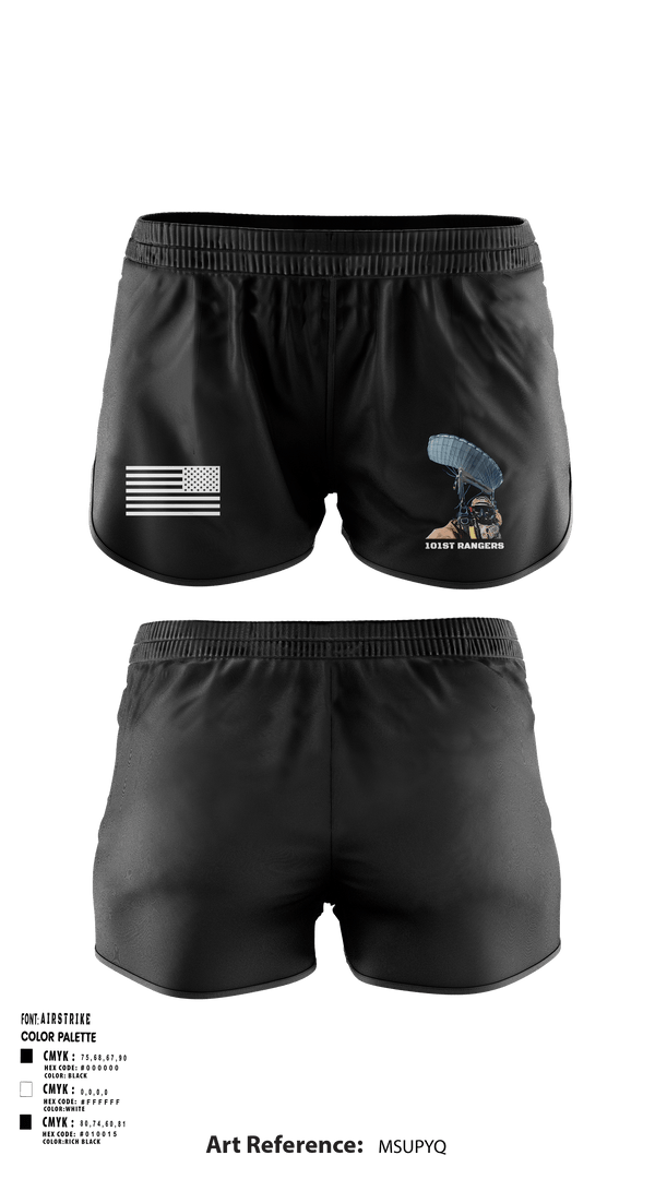 Women's Shorts, 101st Rangers, Army, Teamtime, Team time, sublimation, custom sports apparel, team uniforms, spirit wear, spiritwear, sports uniforms, custom shirts, team store, custom team store, fundraiser sports, apparel fundraiser
