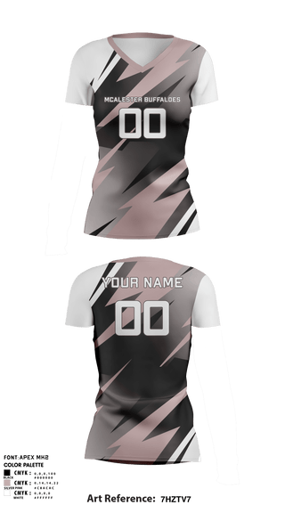 Women's Short Sleeve Vneck Shirt, McAlester Buffaloes, Women's Volleyball, Teamtime, Team time, sublimation, custom sports apparel, team uniforms, spirit wear, spiritwear, sports uniforms, custom shirts, team store, custom team store, fundraiser sports, apparel fundraiser