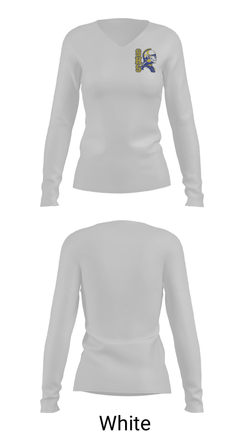 Women's Long Sleeve Vneck Shirt, Stafford High School Dance, Spirit Store, Teamtime, Team time, sublimation, custom sports apparel, team uniforms, spirit wear, spiritwear, sports uniforms, custom shirts, team store, custom team store, fundraiser sports, apparel fundraiser