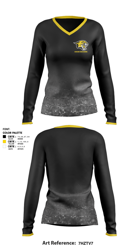 Women's Long Sleeve Vneck Shirt, Cascade High School, Spirit Store, Teamtime, Team time, sublimation, custom sports apparel, team uniforms, spirit wear, spiritwear, sports uniforms, custom shirts, team store, custom team store, fundraiser sports, apparel fundraiser